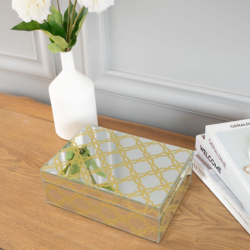 กล่องเครื่องประดับกระจกกระจกพร้อม