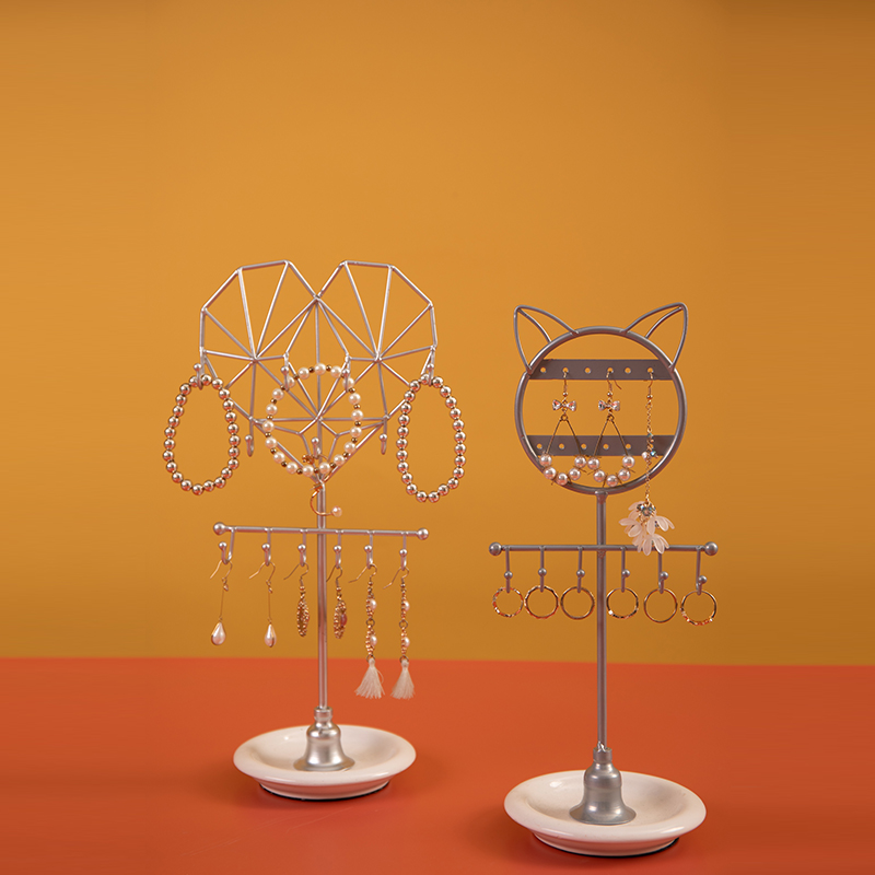 โลหะที่กำหนดเองรักรูปหัวใจแมวสร้อยคอสร้อยข้อมือผู้ถือเครื่องประดับ